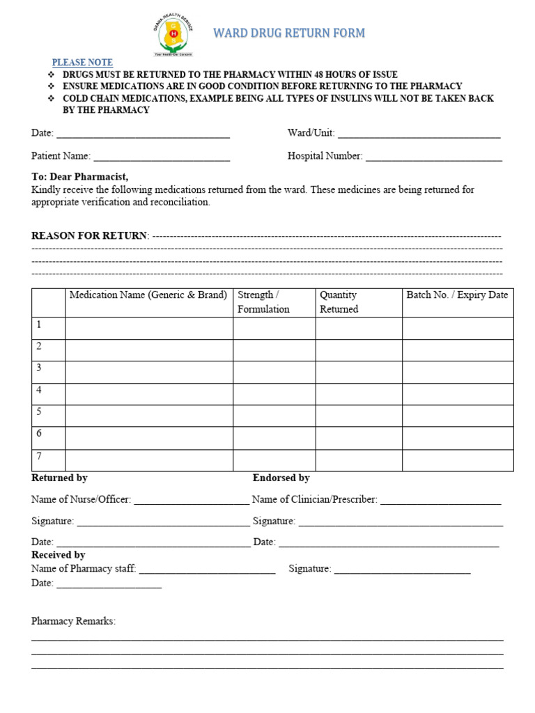 Ward Drug Return Form[1] | PDF