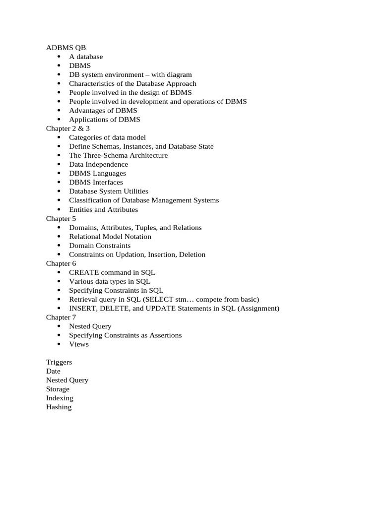 Adbms QB | PDF