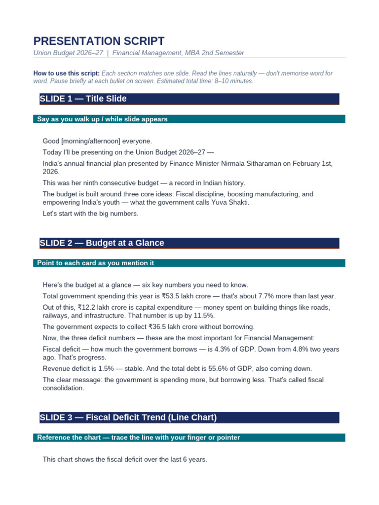 Presentation Script | PDF | Government Budget Balance | Taxes