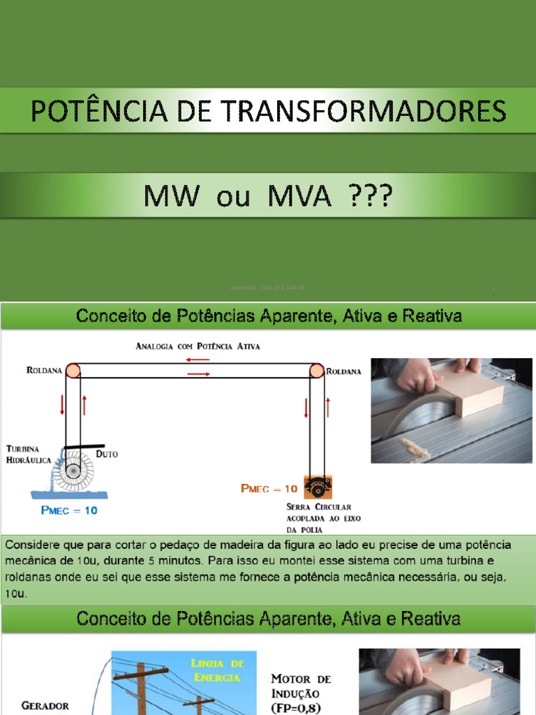 Aula-10 (Trafo - Mva Ou MW) Z | PDF | Potência (Física) | Energia elétrica