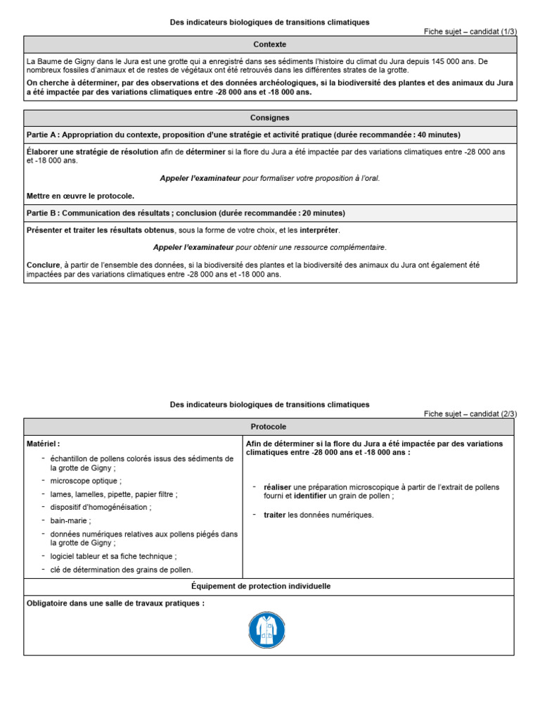 ECE 26 SVT 44 Des Indicateurs Biologiques de Transitions Climatiques | PDF