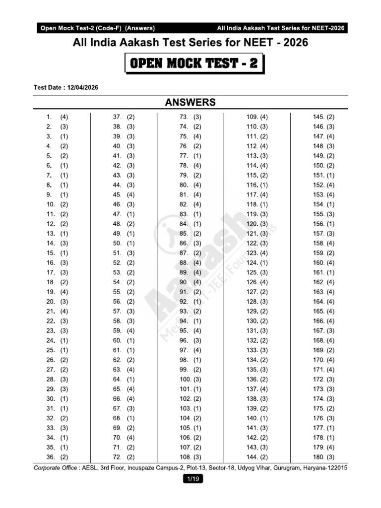 AIATS-2026 (RM) OMT-02_Code-F_(12-04-2026)_Solution | PDF