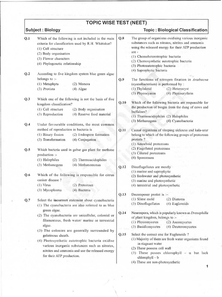 02 Biological Classification | PDF | Protozoa | Fungus