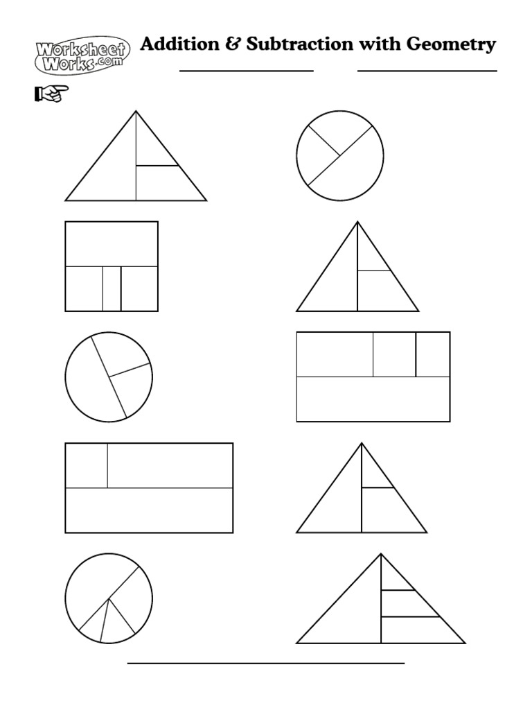 WorksheetWorks Addition Subtraction With Geometry 1 | PDF
