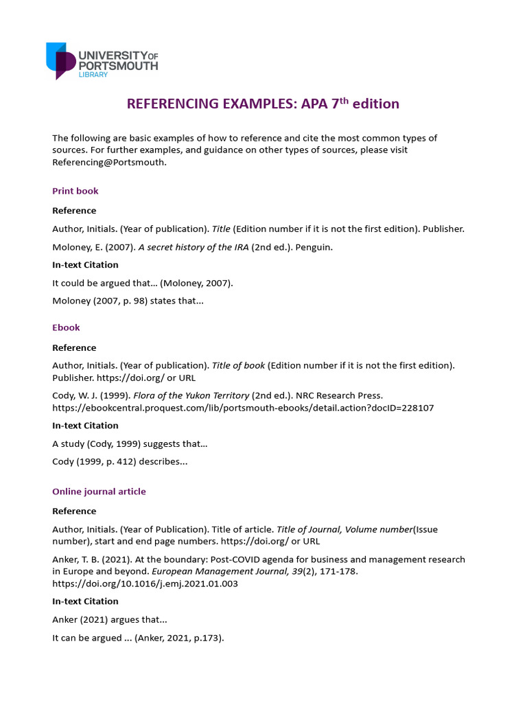 Citation and Referencing Examples | PDF