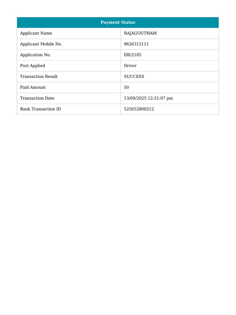Attur Payment Receipt | PDF