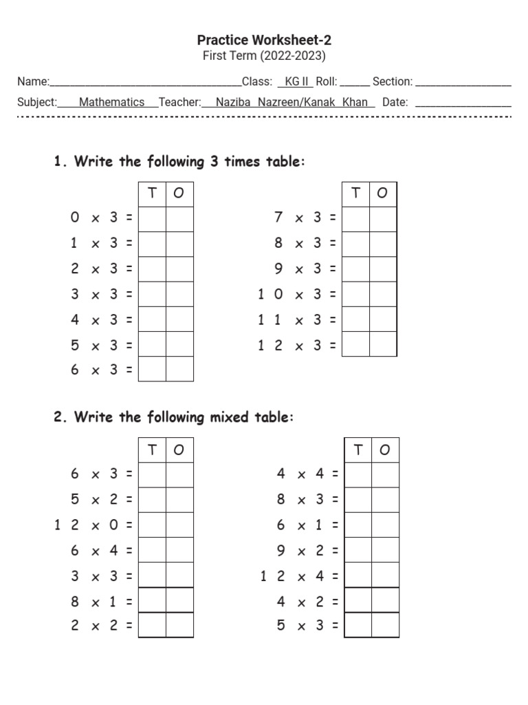 Class KG II Mathematics (2) | PDF