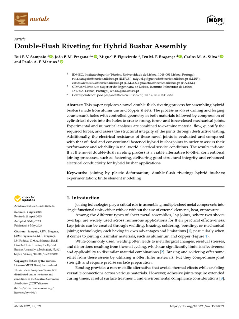 Double-Flush Riveting for Hybrid Busbar Assembly | PDF | Rivet ...