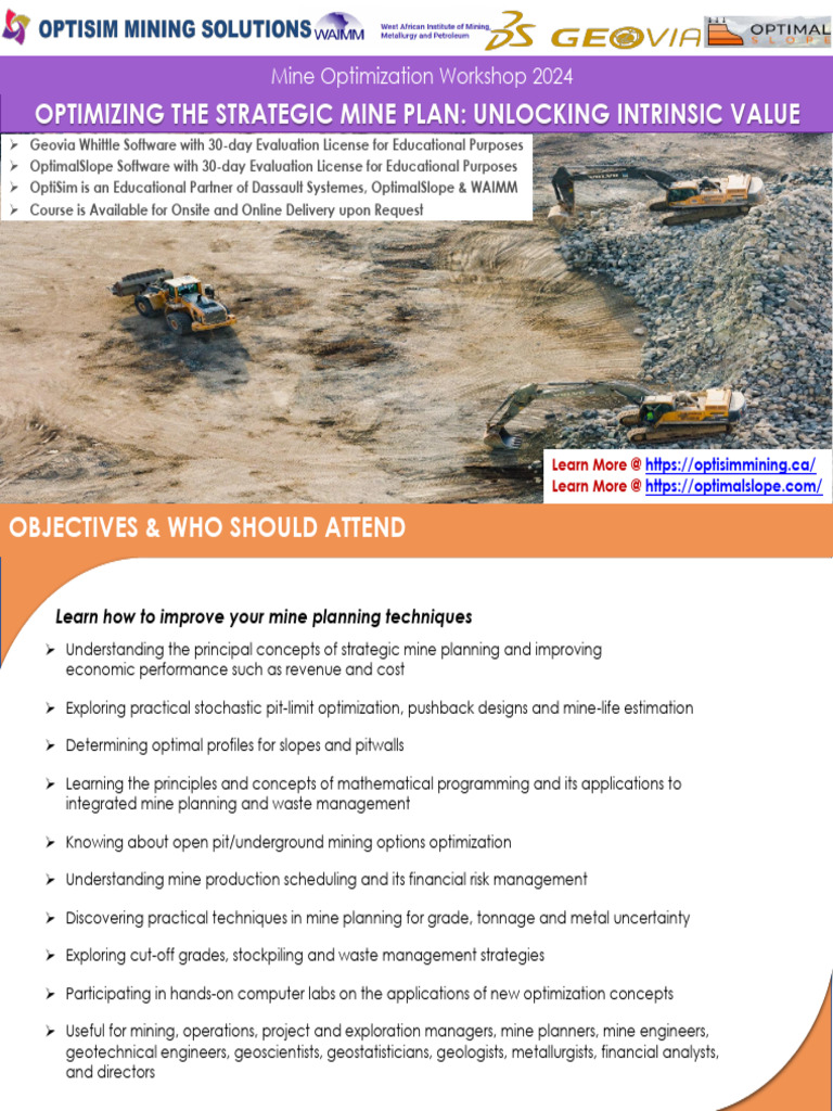2024 Mine Optimization Workshop Ghana | PDF | Mining | Mathematical ...