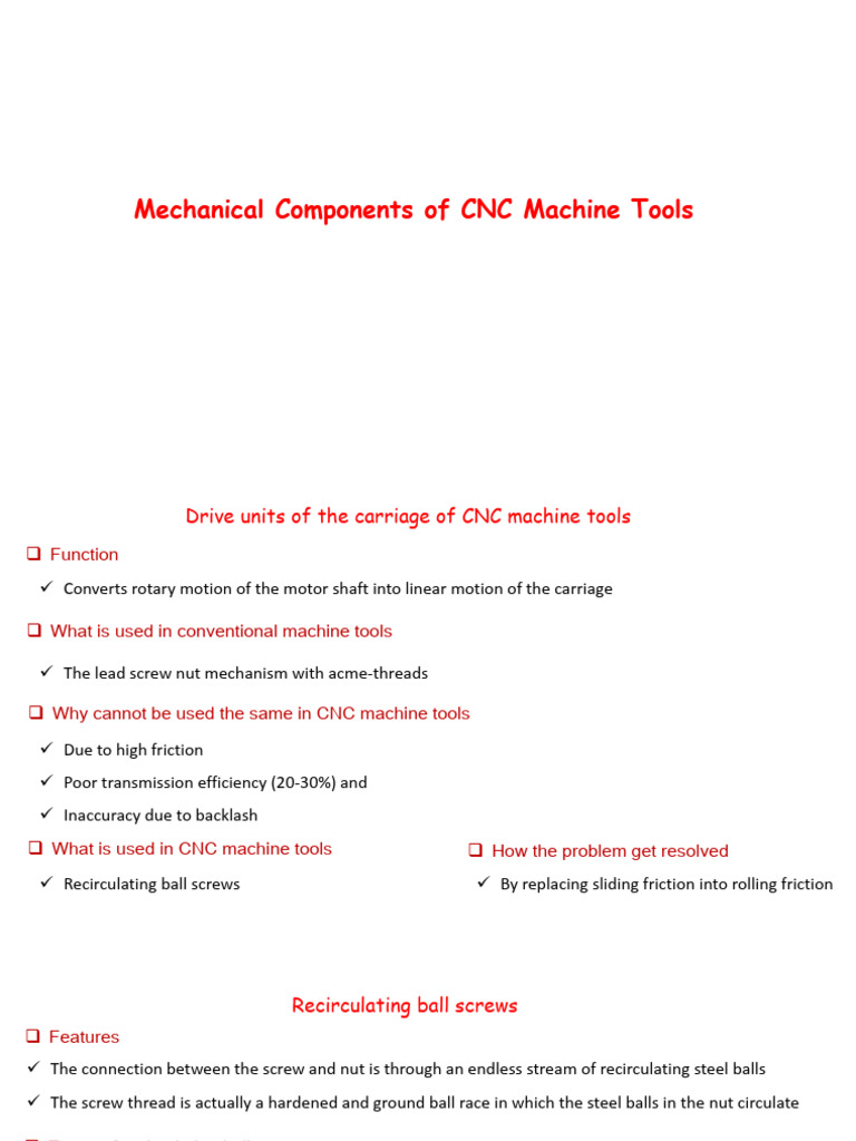Mechanical Components of CNC Machine Tools | PDF | Mechanical ...