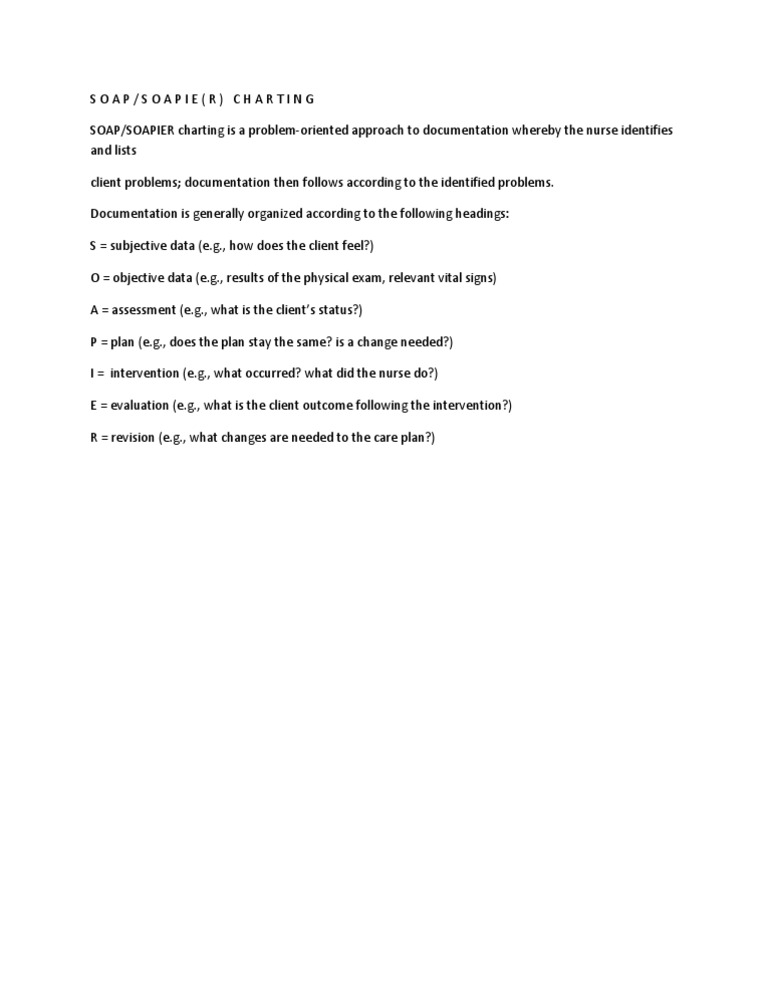 SOAP/ SOAPIER Charting Guide | PDF | Finance & Money Management | Self ...