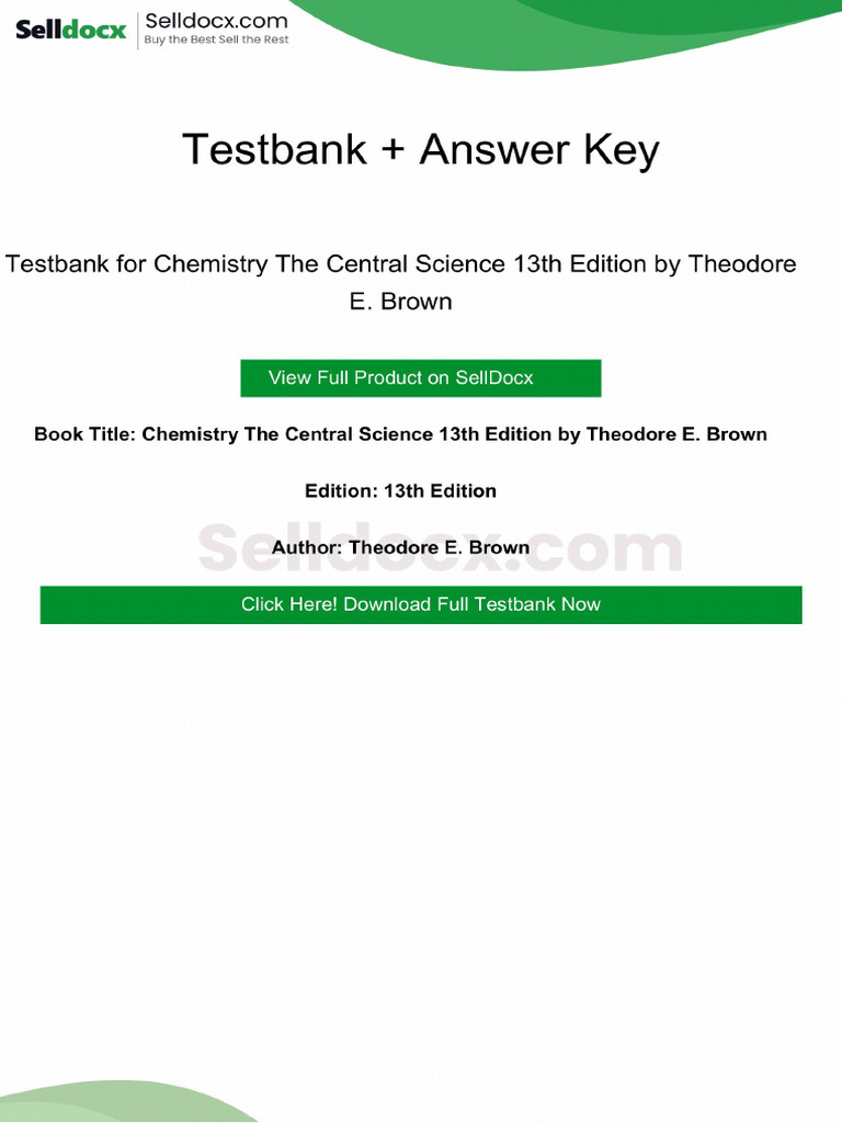Question Bank for Chemistry the Central Science 13th Edition by ...
