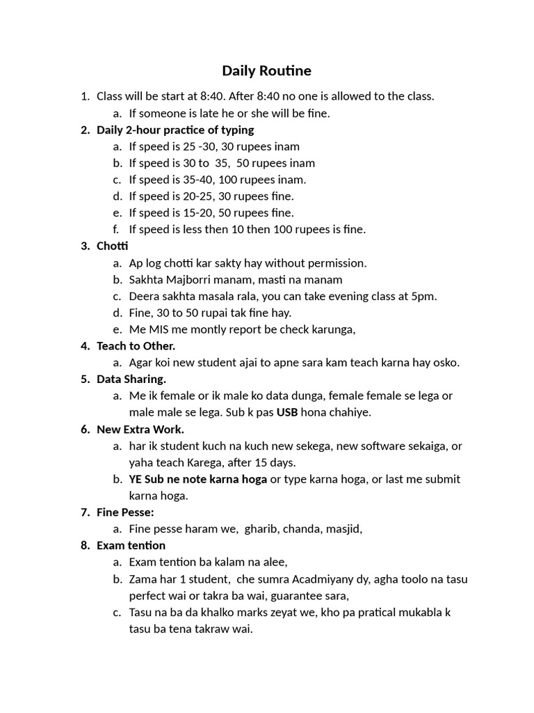 Daily Routine | PDF