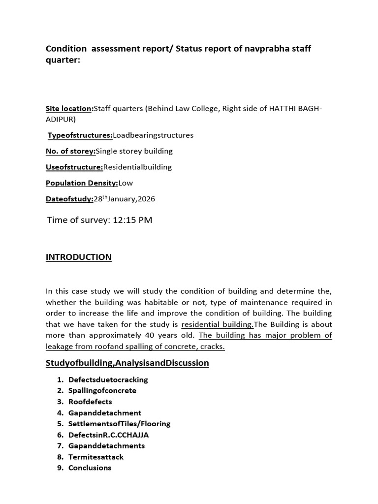 Condition Assessment Report | PDF | Concrete