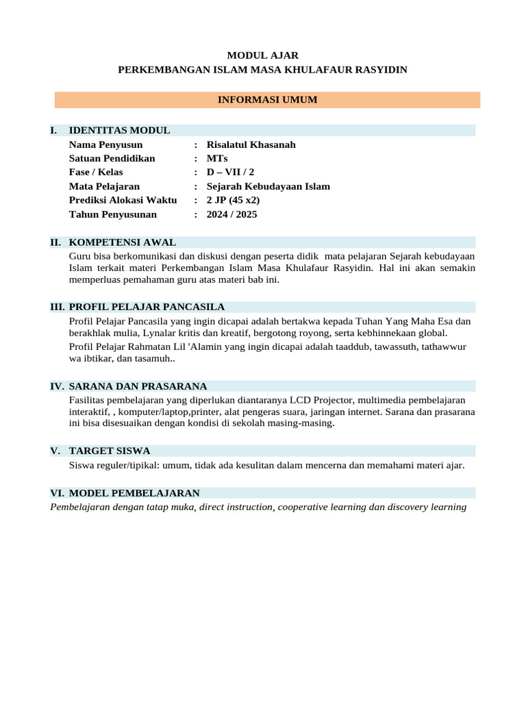 Uts Modul Ajar Ski | PDF