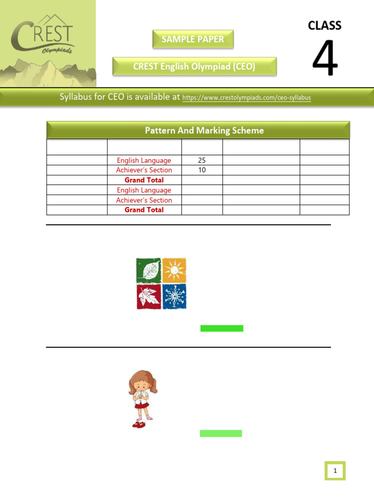 CEO Sample Papers for Class 4 | PDF | Cinderella