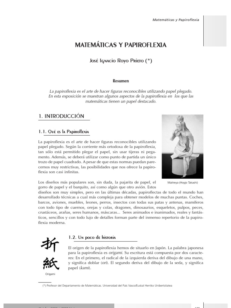 Papiroflexia Origami Matematicas Y Papiroflexia