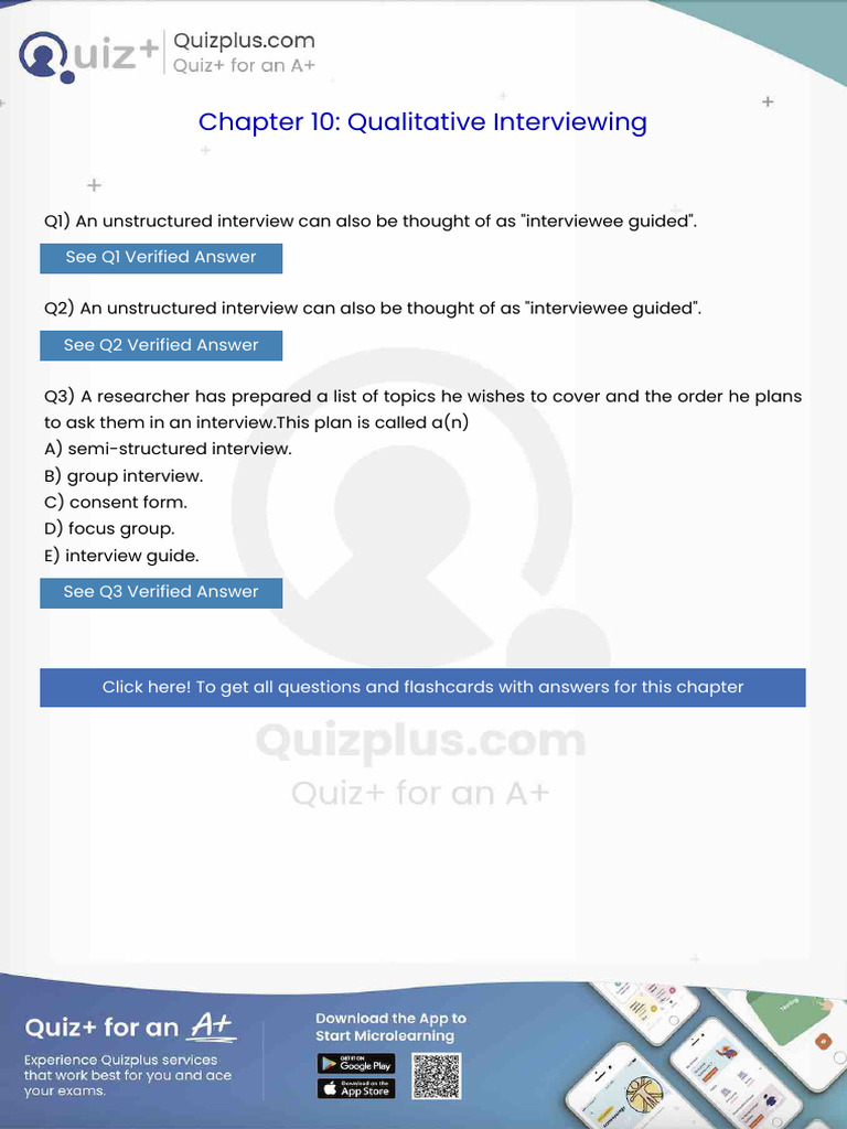 An Unstructured Interview Can Also Be Thought of as Interviewee Guided ...