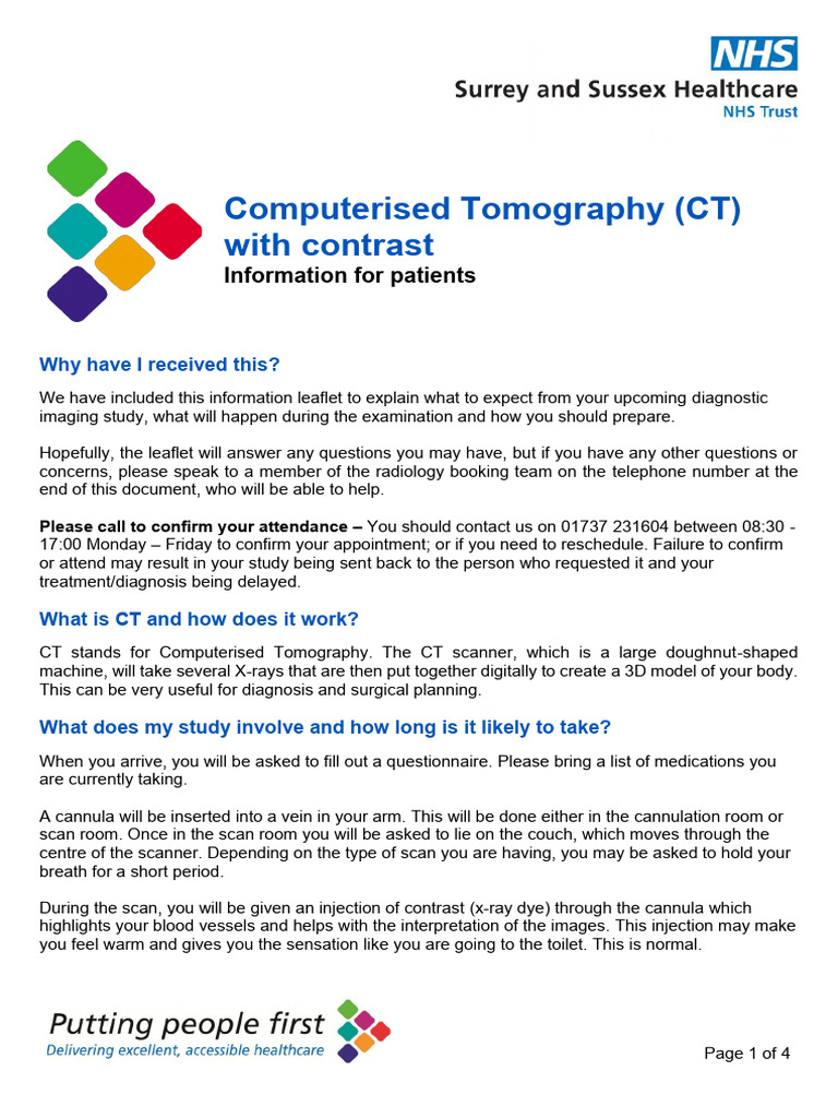 Computerised Tomography (CT) Patient Information Leaflet Contrast - Nov ...