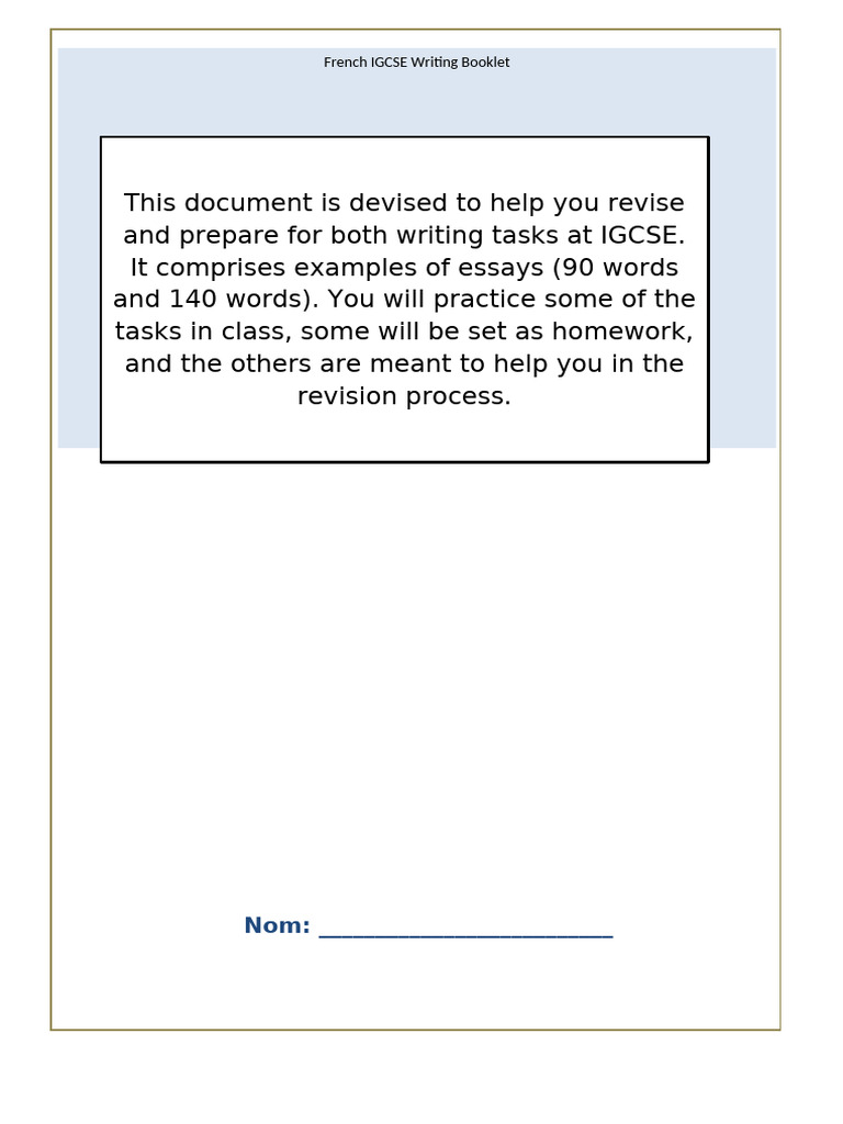IGCSE Writing Booklet Practice | PDF | Blog