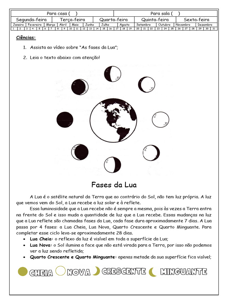 Fases Da Lua | PDF | Lua | Astronomia