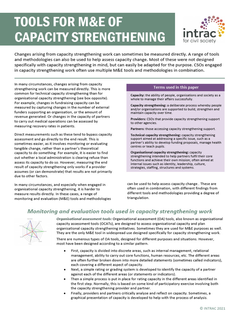 Tools for ME of Capacity Strengthening | PDF | Methodology | Evaluation