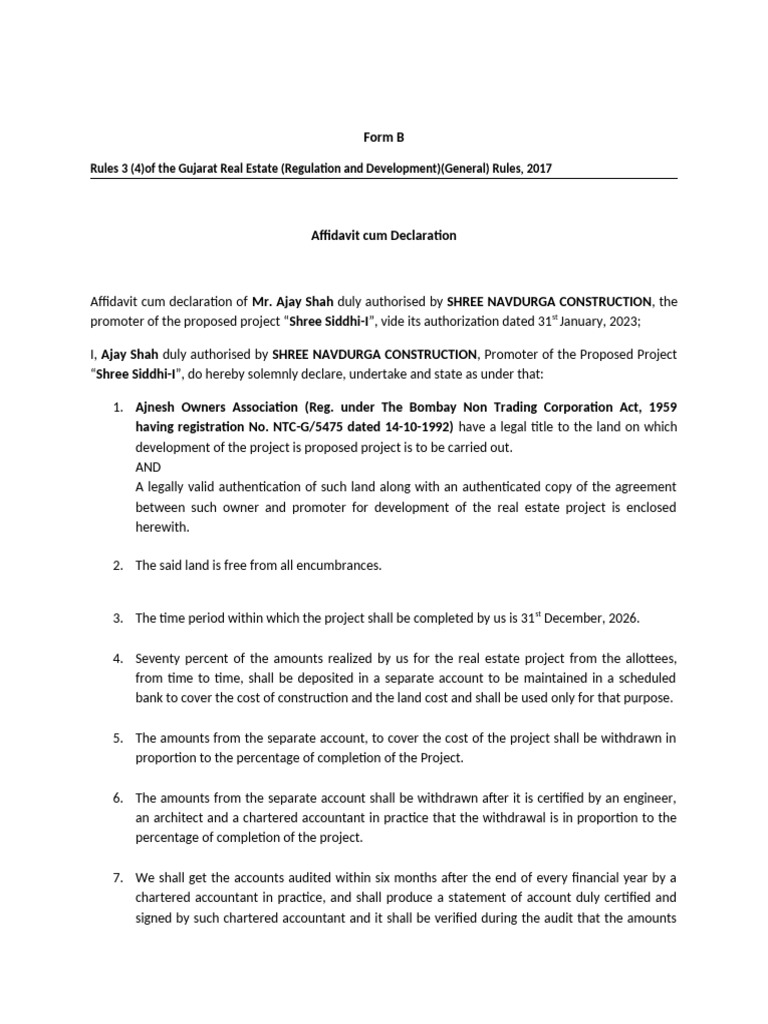 Form B_Affidavit Ajnesh | PDF