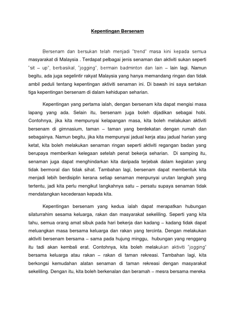 Kepentingan Bersenam Pdf