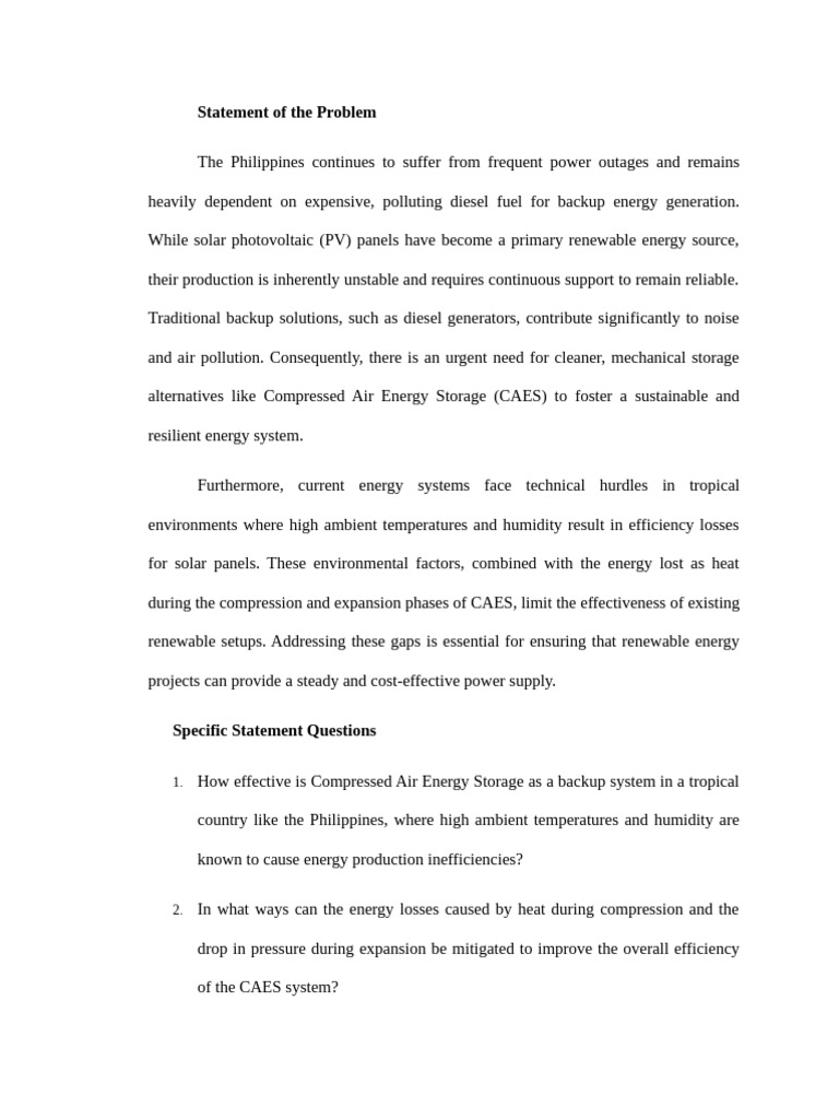Statement of the Problem | PDF | Photovoltaics | Sustainability