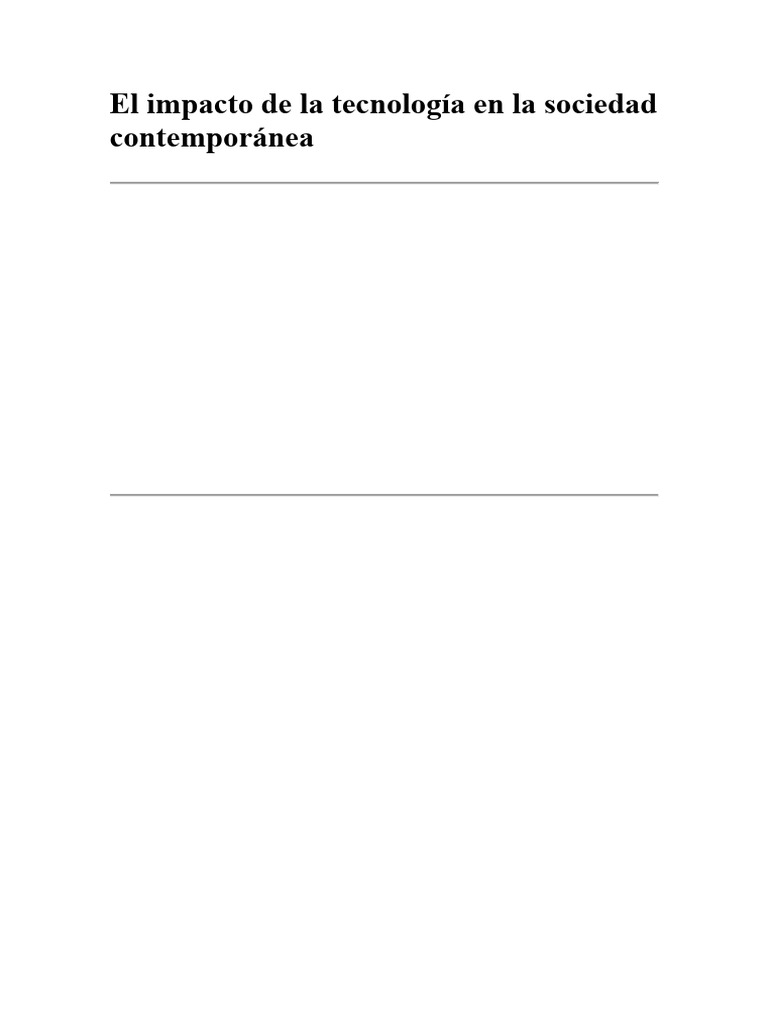 El Impacto de La Tecnología en La Sociedad Contemporánea | PDF ...