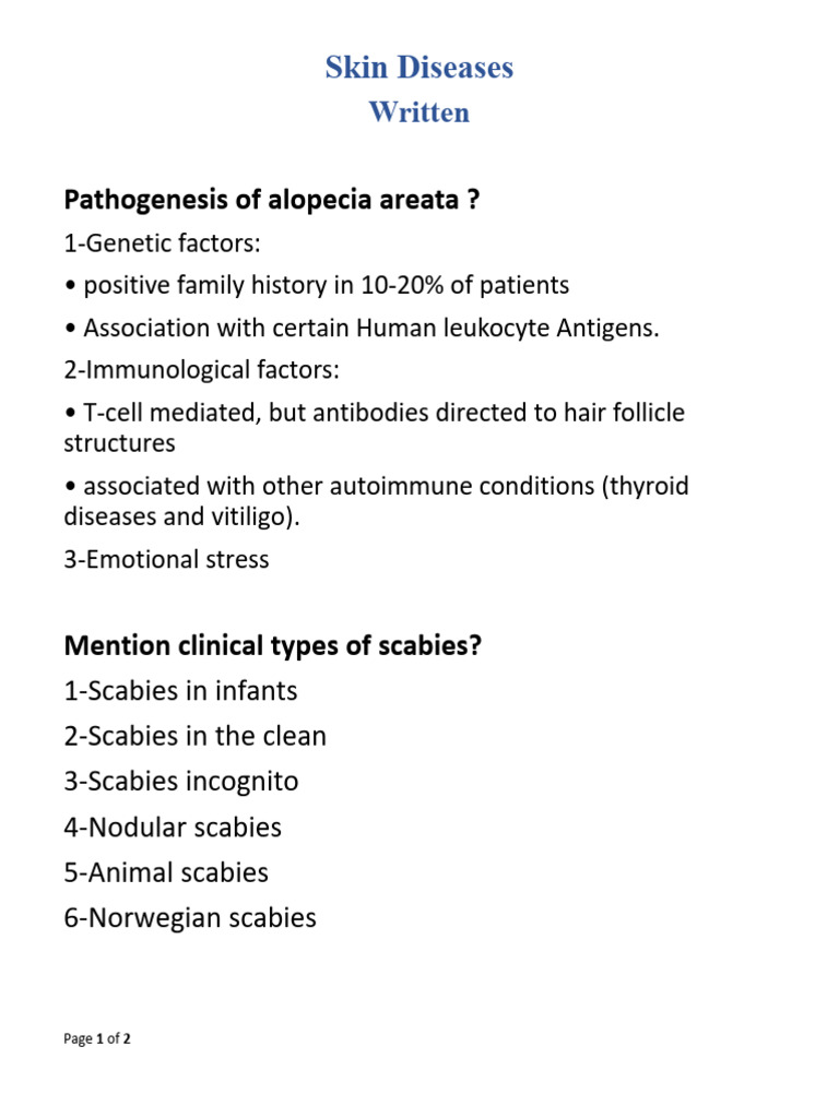 Skin Diseases Written | PDF