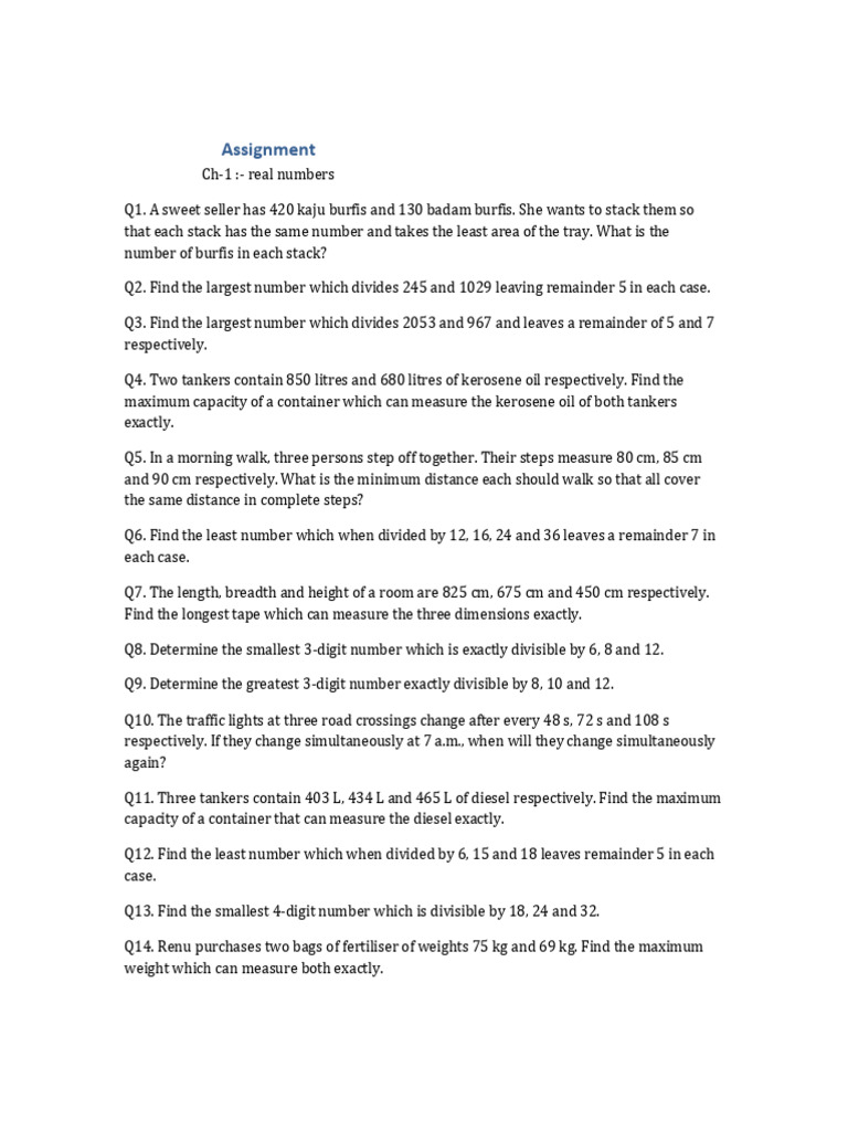 Real Numbers Questions Copy | PDF | Numbers | Mathematical Concepts