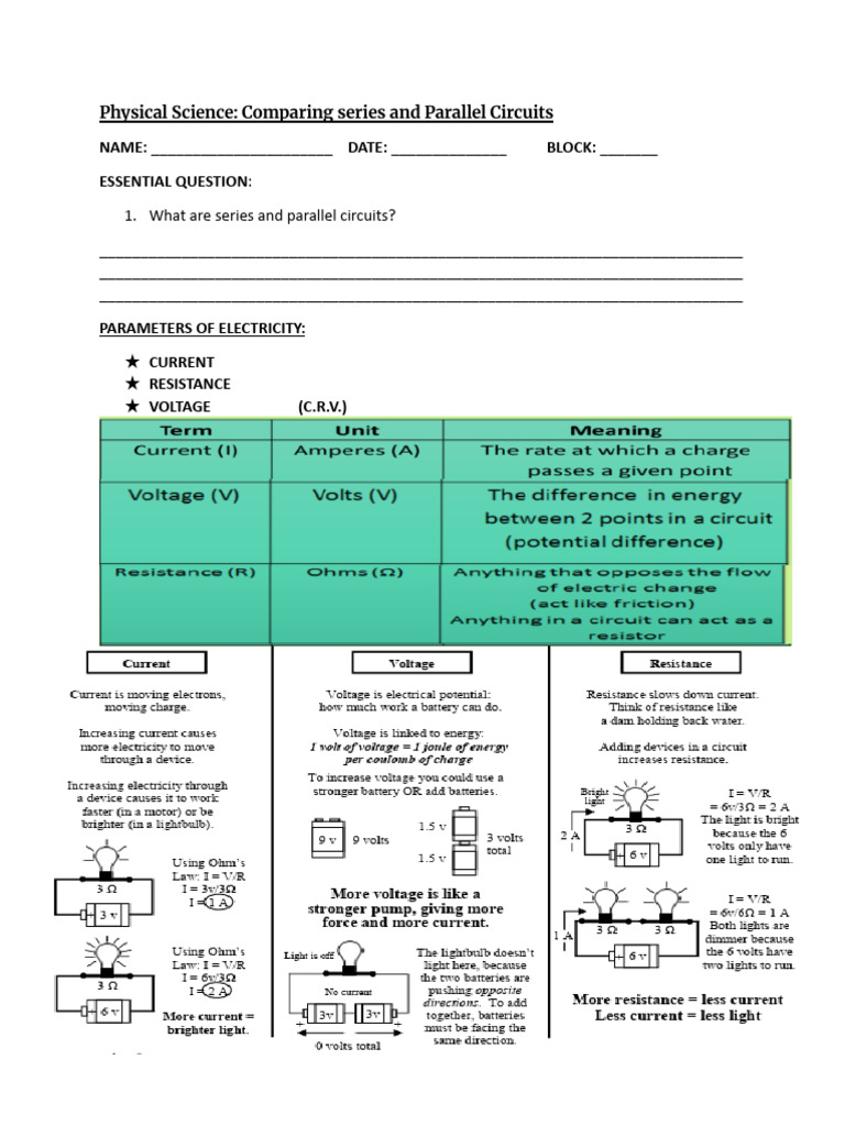 Simulation-Series and parallel circuit - Phet activity .docx | PDF ...