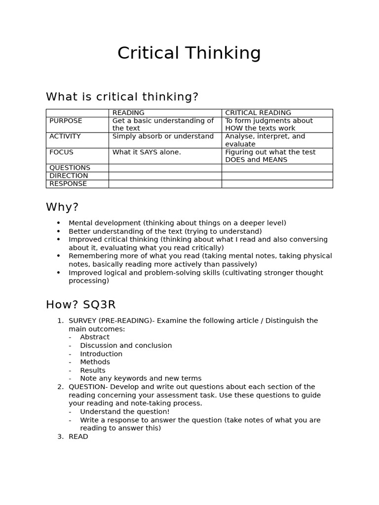 Critical Thinking | PDF | Critical Thinking | Thought