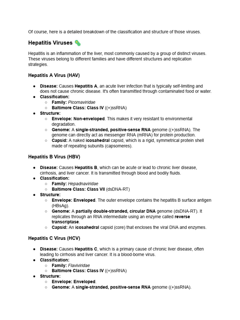 Now Give Me Detail Classification of All Hepatitis... | PDF | Virus ...
