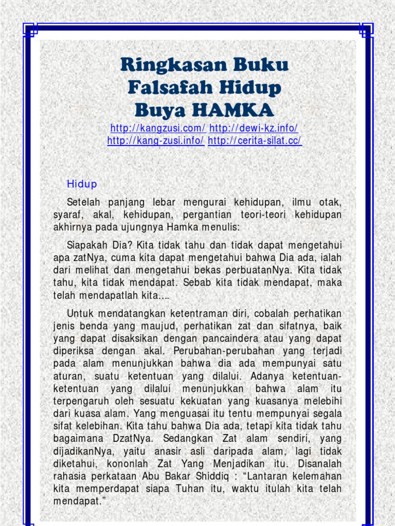 Ringkasan Buku Falsafah Hidup Hamka