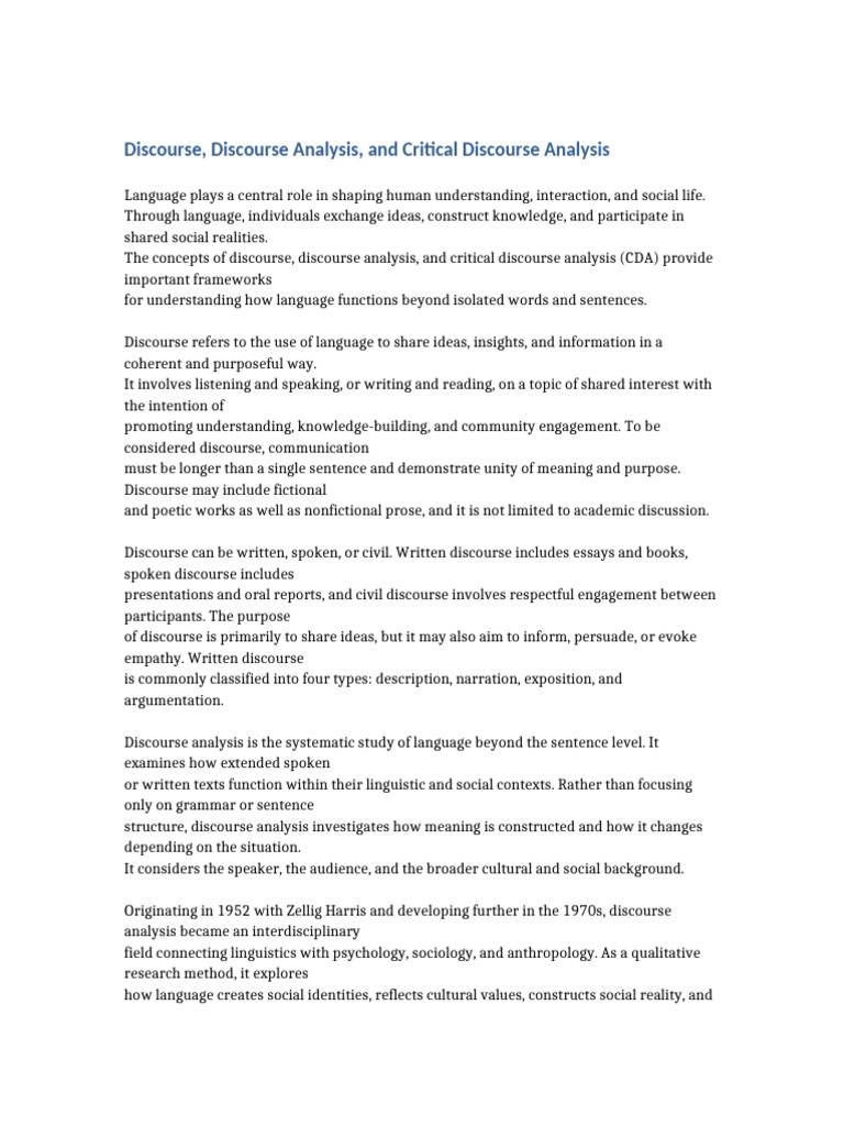 Discourse Essay With Application | PDF | Discourse | Human Communication