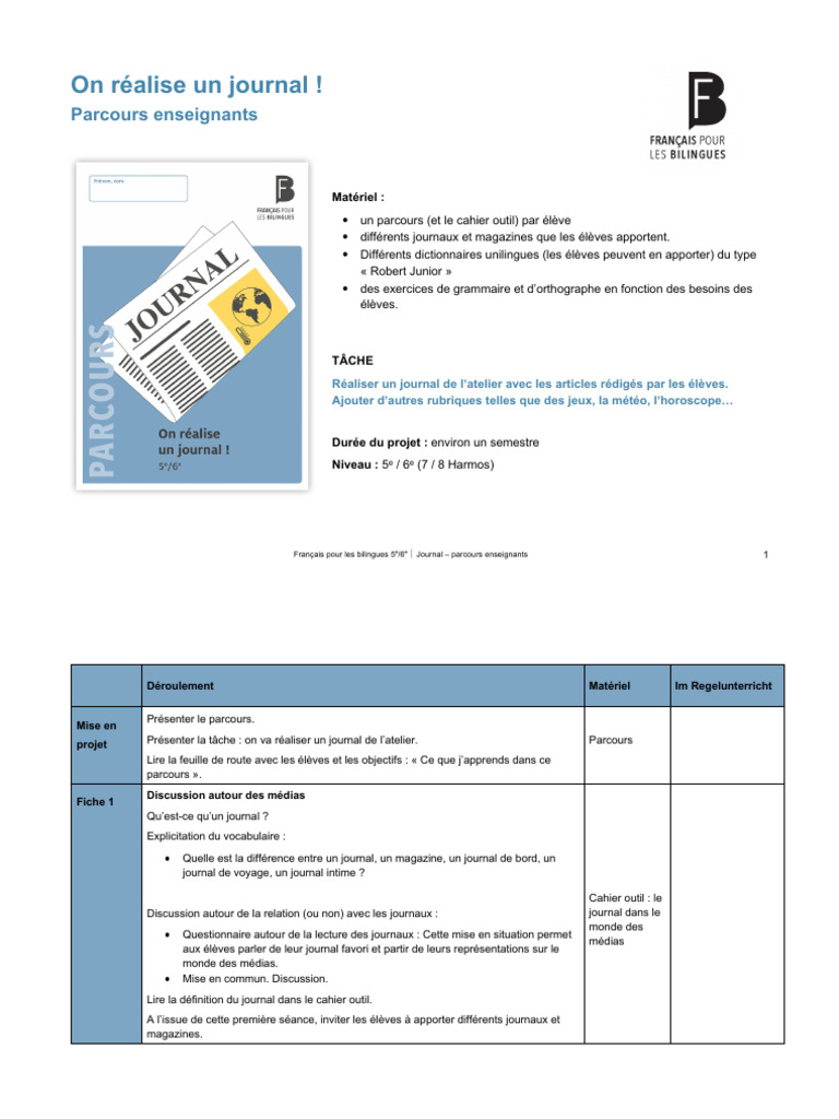 Journal Enseignant | PDF | Langue française