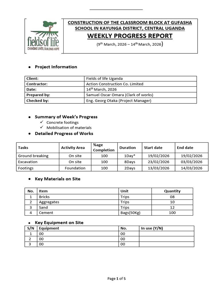 Classroom Weekly Report 9 14 March | PDF | Building Engineering | Civil ...