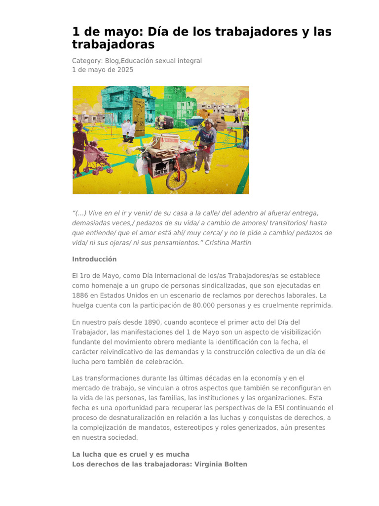 1 de Mayo Dia Del Trabajador | PDF | Mujer | Igualdad de género