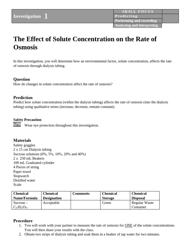 Lab 3 - Osmosis | PDF