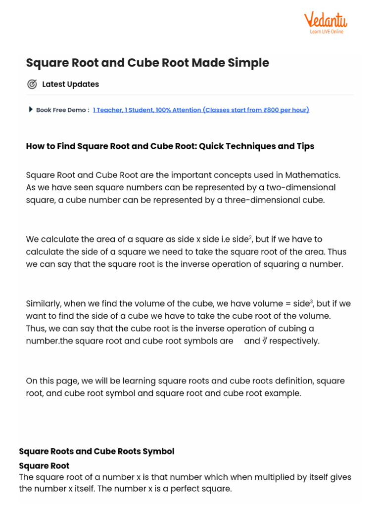 Square Root and Cube Root Made Simple | PDF