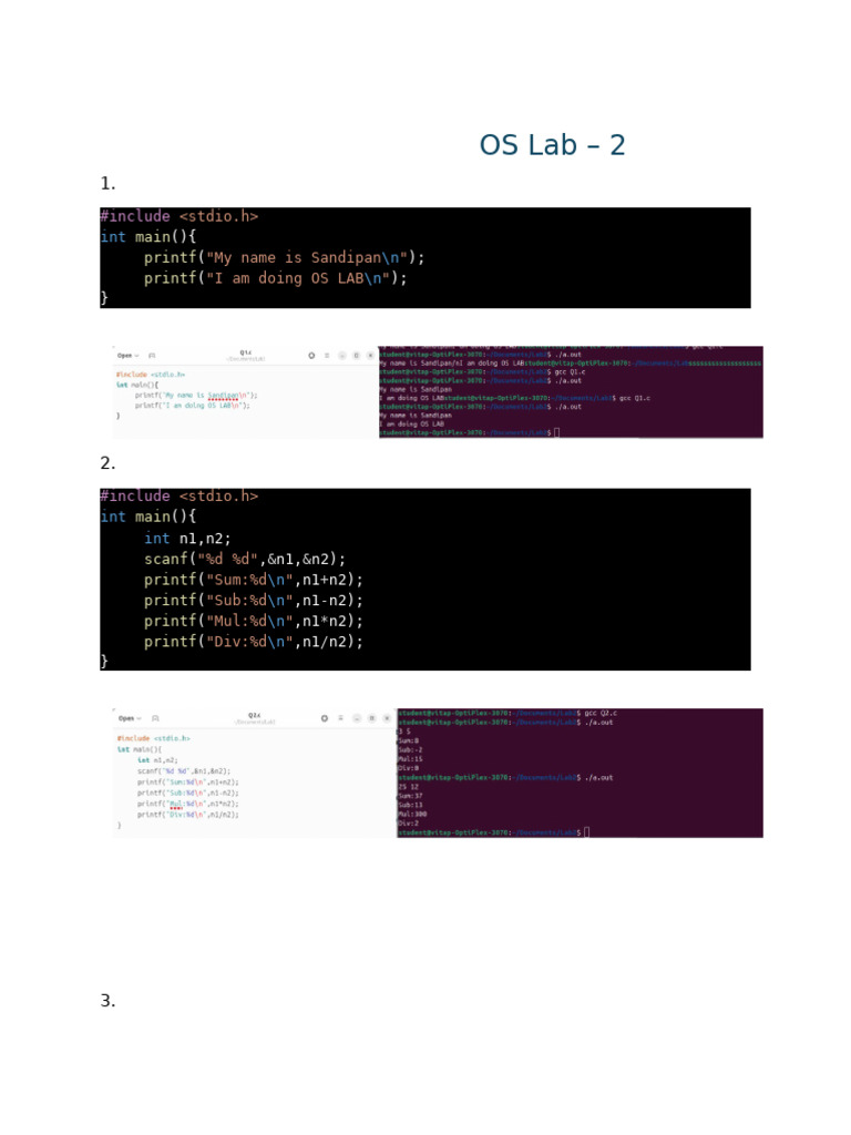 OS Lab -2 | PDF