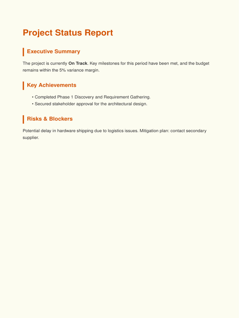 Project Status Report | PDF