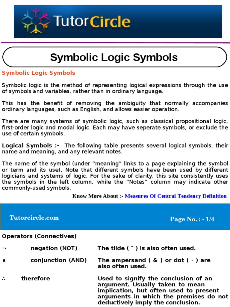Symbolic Logic Symbols | PDF | Logic | First Order Logic