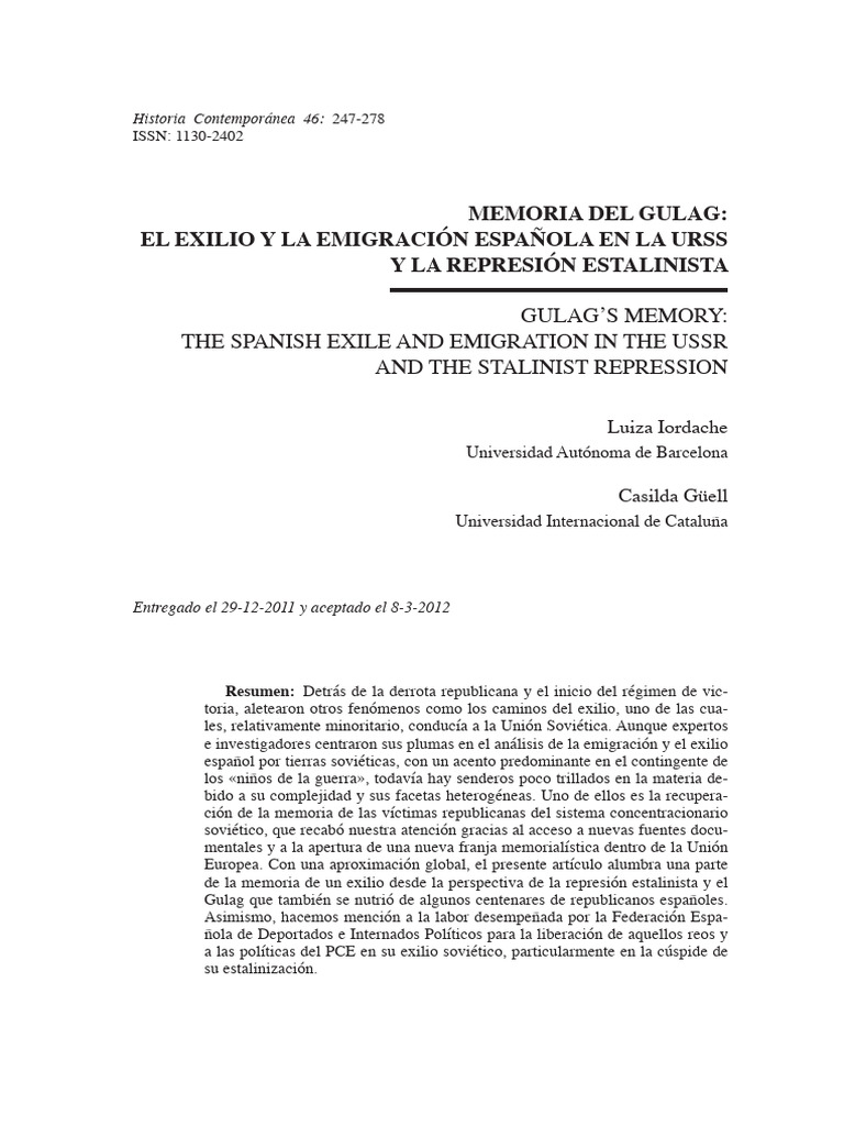 Exilio y Emigración Española en La URRS Estalinista | PDF | Unión ...
