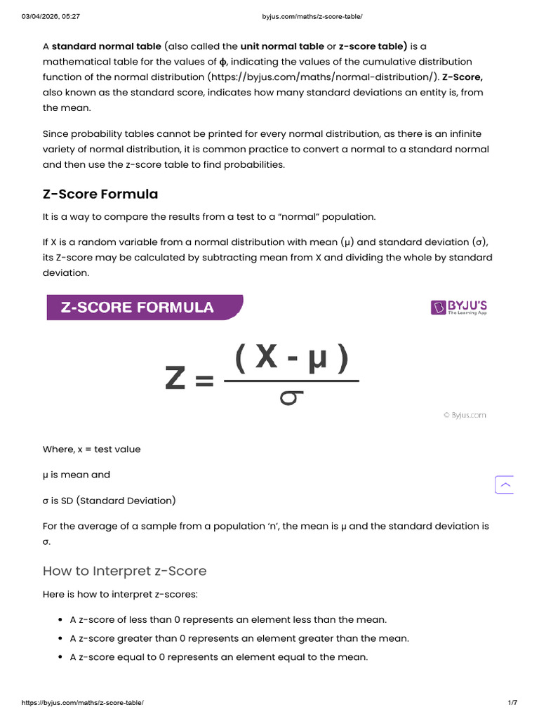 byjus.com_maths_z-score-table_ | PDF | Standard Score | Standard Deviation