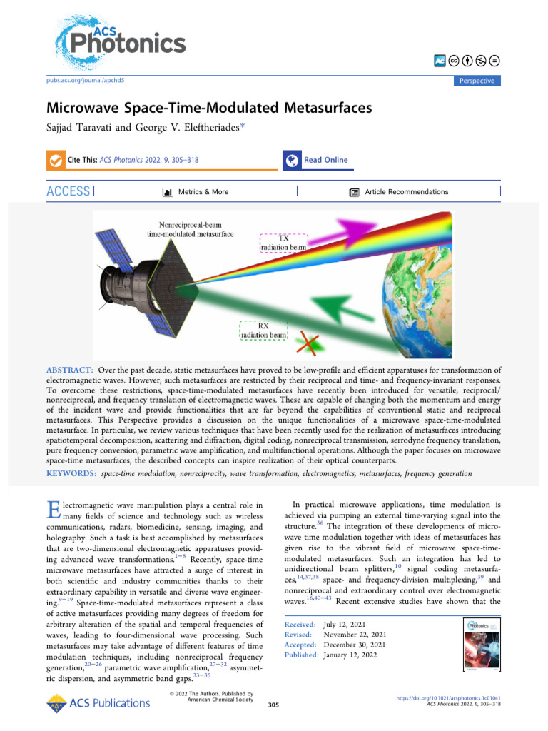 Microwave Space Time Modulated Metasurfaces | PDF | Diffraction | Waves
