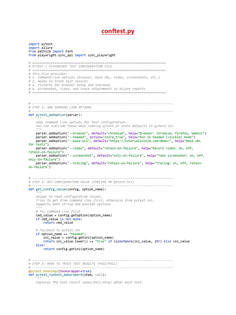 conftest.py_explanation | PDF | Command Line Interface | Software ...