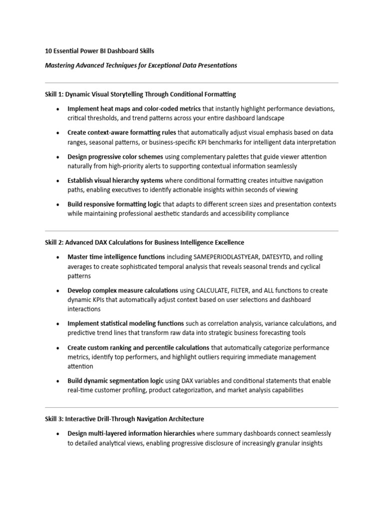10 Essential Power BI Dashboard Skills | PDF | Performance Indicator ...